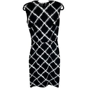 VINTAGE Tabak black white shift diamond design sleeveless